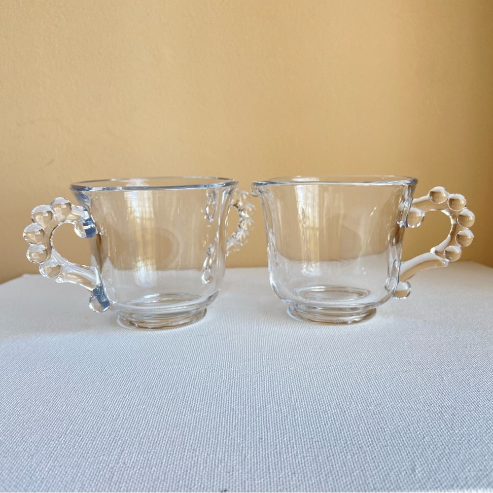 Imperial Glass Candlewick open creamer pitcher and sugar bowl set vintage